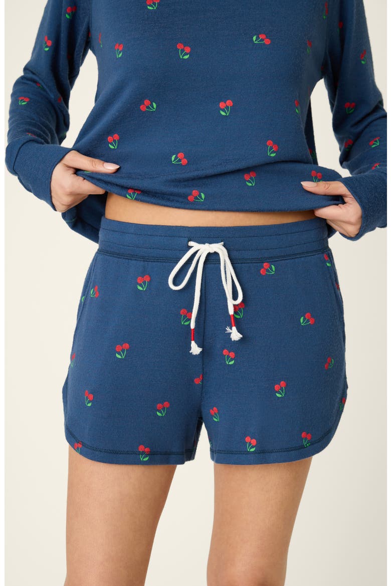 Cherry Print Pajama Shorts, Alternate, color, TRUE NAVY