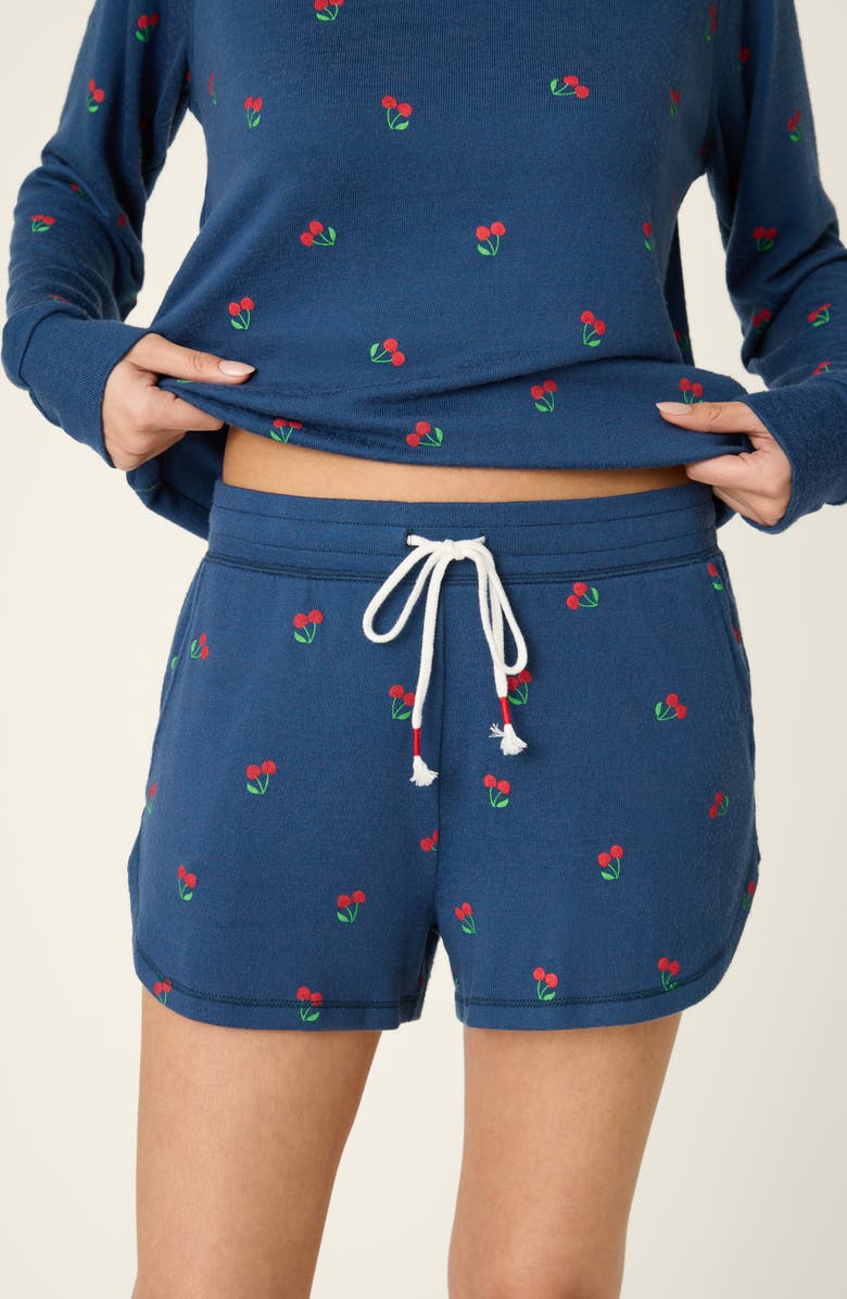 PJ Salvage Cherry Print Pajama Shorts, Alternate, color, True Navy