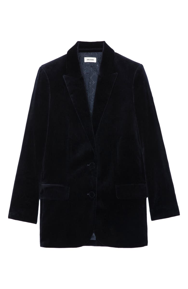 Zadig & Voltaire Viva Cotton Velvet Blazer, Alternate, color, 