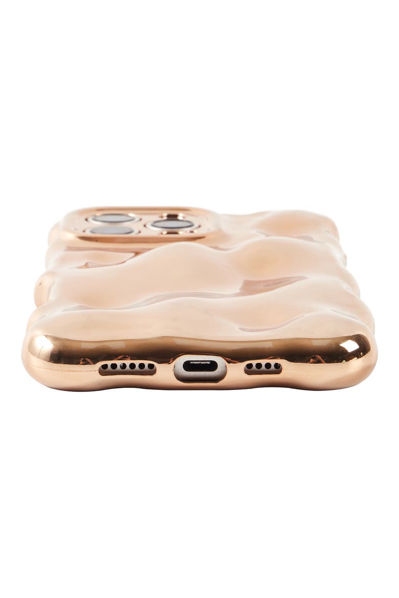 Glossy Gold Bubbles iPhone 16 Pro Case, Alternate, color, GOLD
