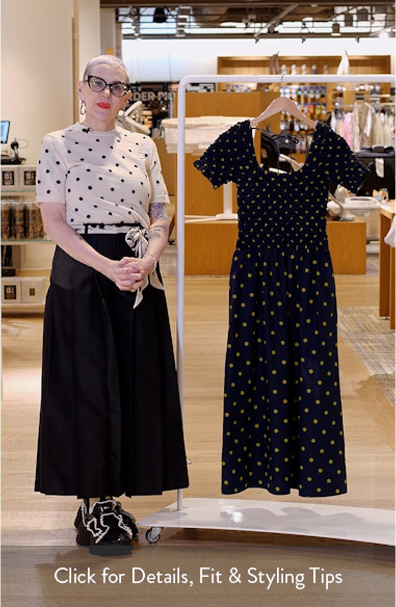 Malinda Polka Dot Super Smocked Organic Cotton Dress, sales video thumbnail