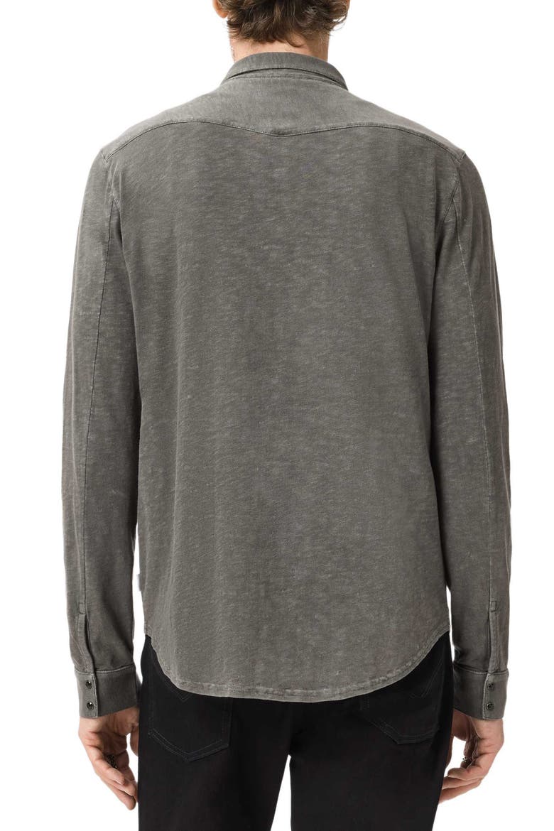 Arvon Knit Organic Cotton Snap-Up Western Shirt, Alternate, color, SEAL GREY