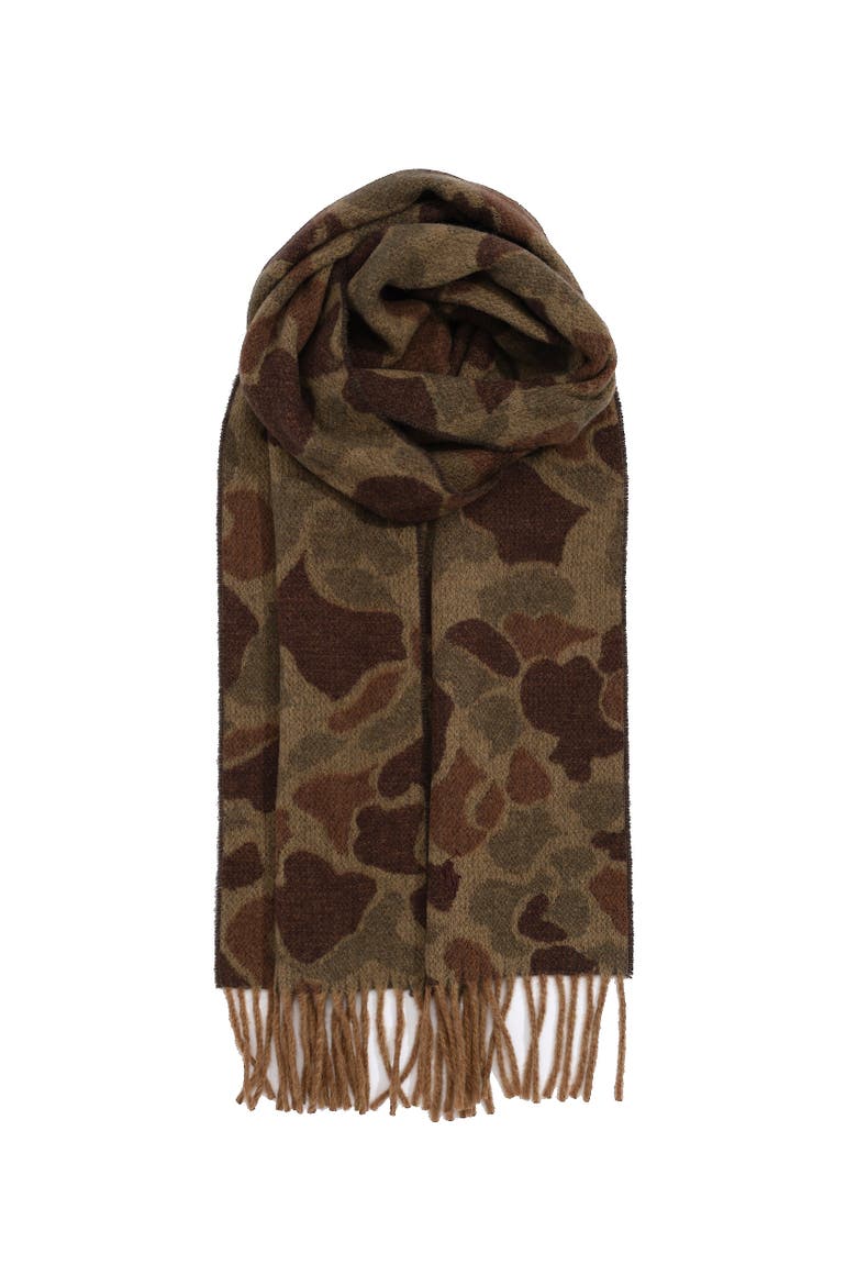 Camo Pattern Woven Scarf, Main, color, Khaki Camo