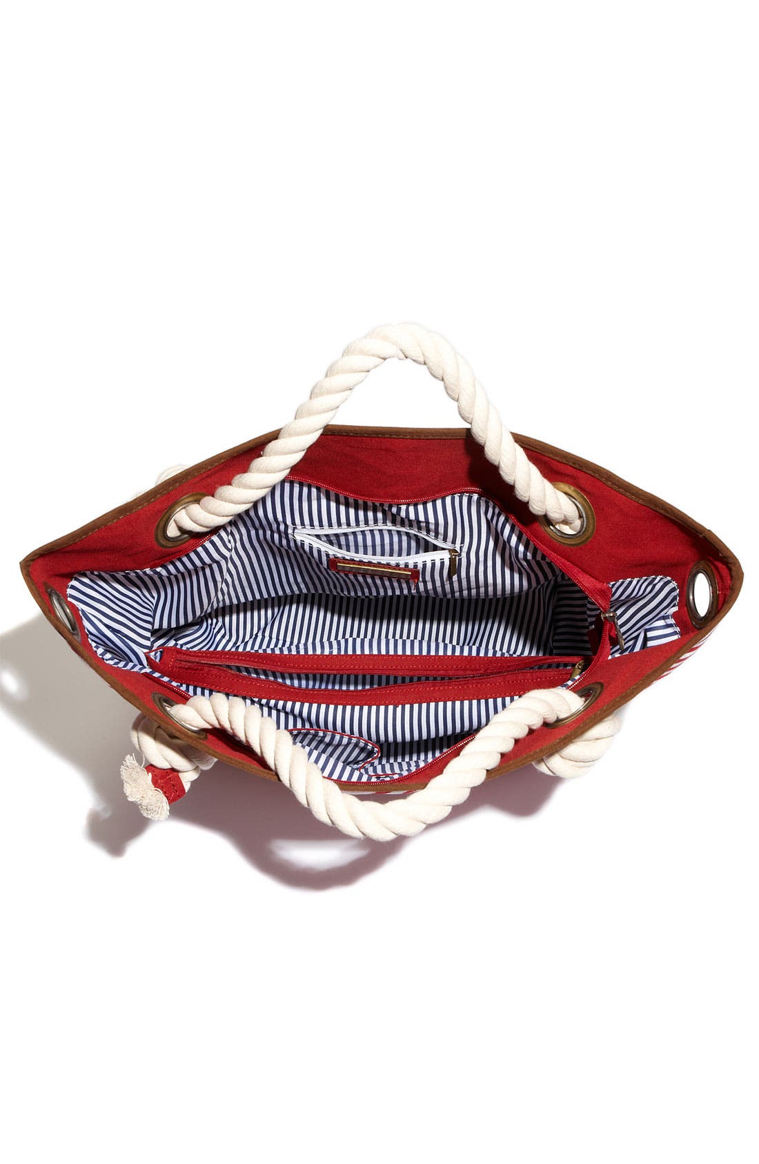 Nautical Stripe Canvas Tote, Alternate, color, Red