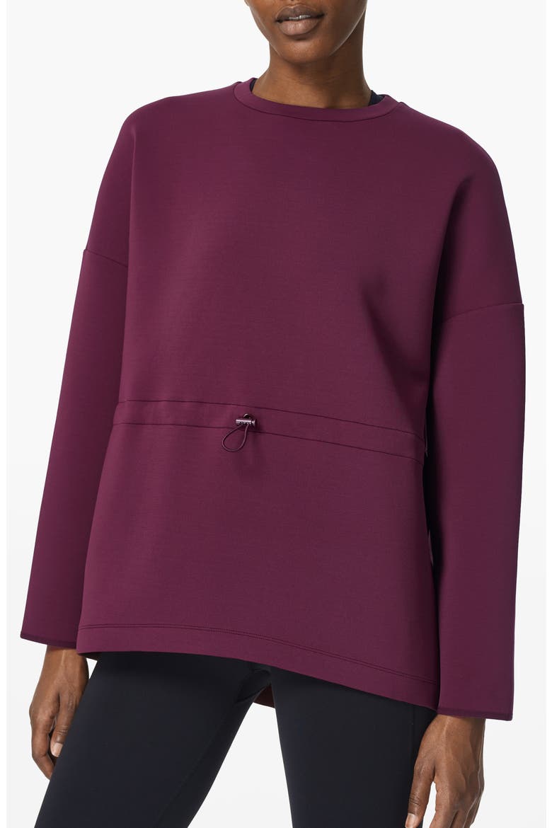 Grace Toggle Crewneck Sweatshirt, Alternate, color, PLUM RED