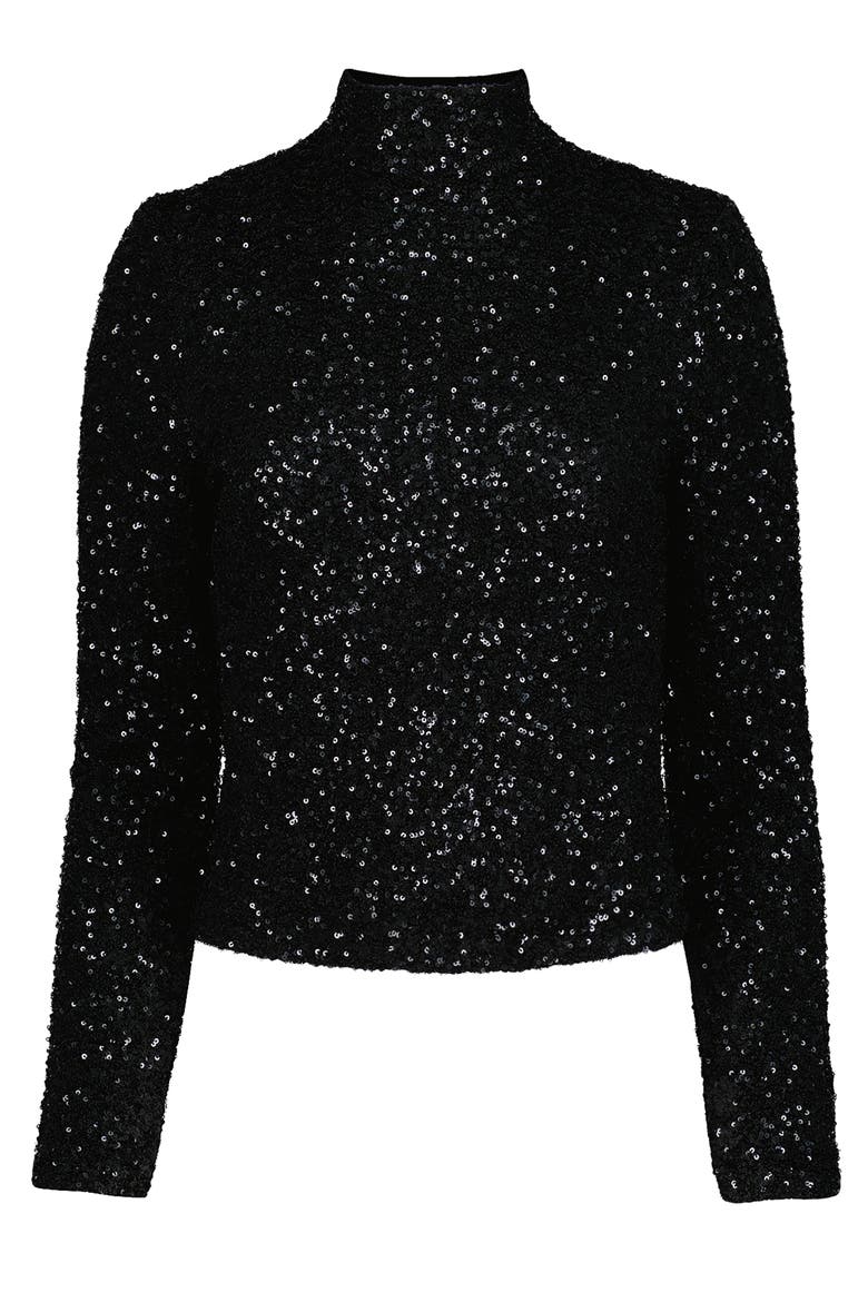 Sublime Funnel Neck Top, Alternate, color, Caviar