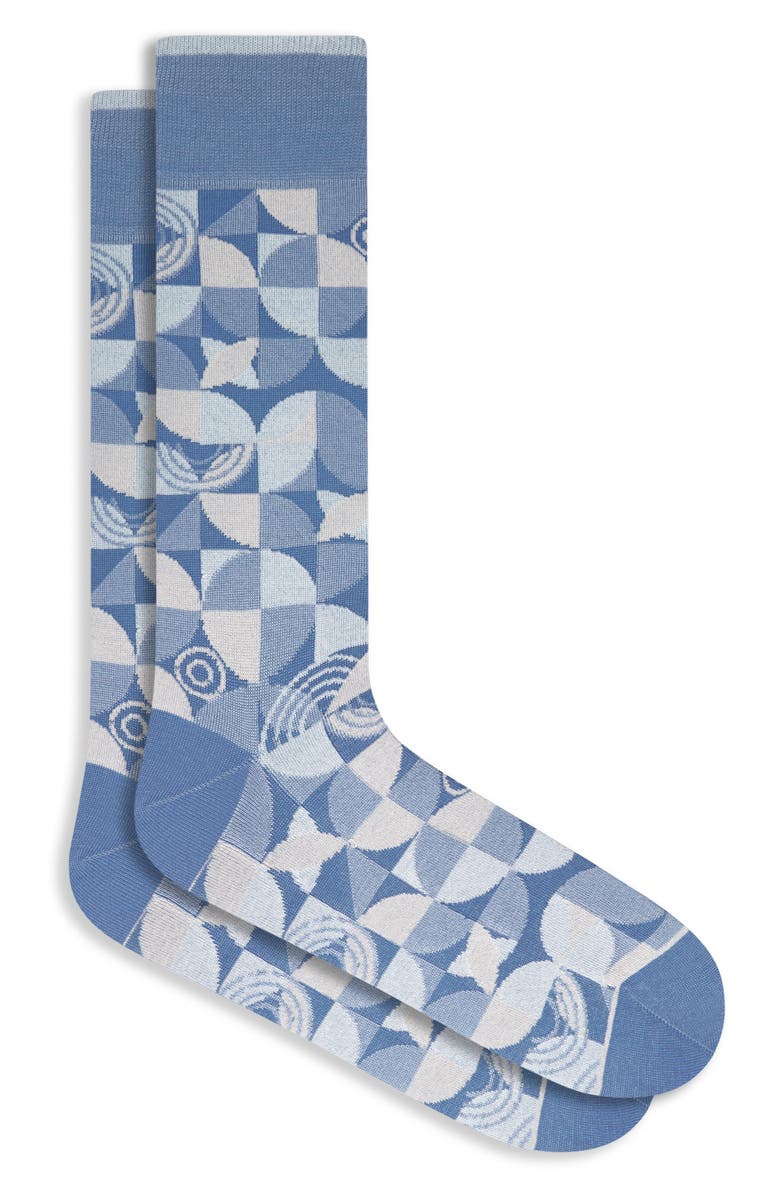 Bugatchi Patterned Mercerized Cotton Blend Dress Socks, Main, color, 