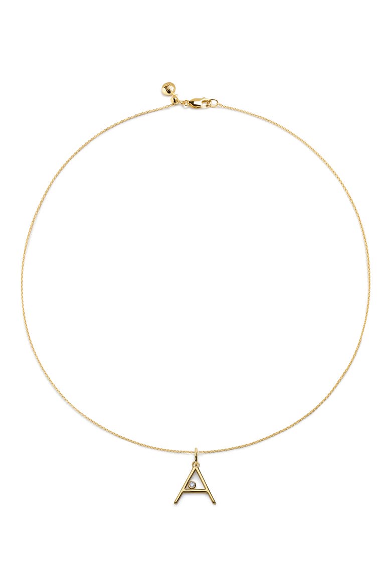 Diamond Initial Pendant Necklace, Main, color, 18K GOLD VERMEIL A