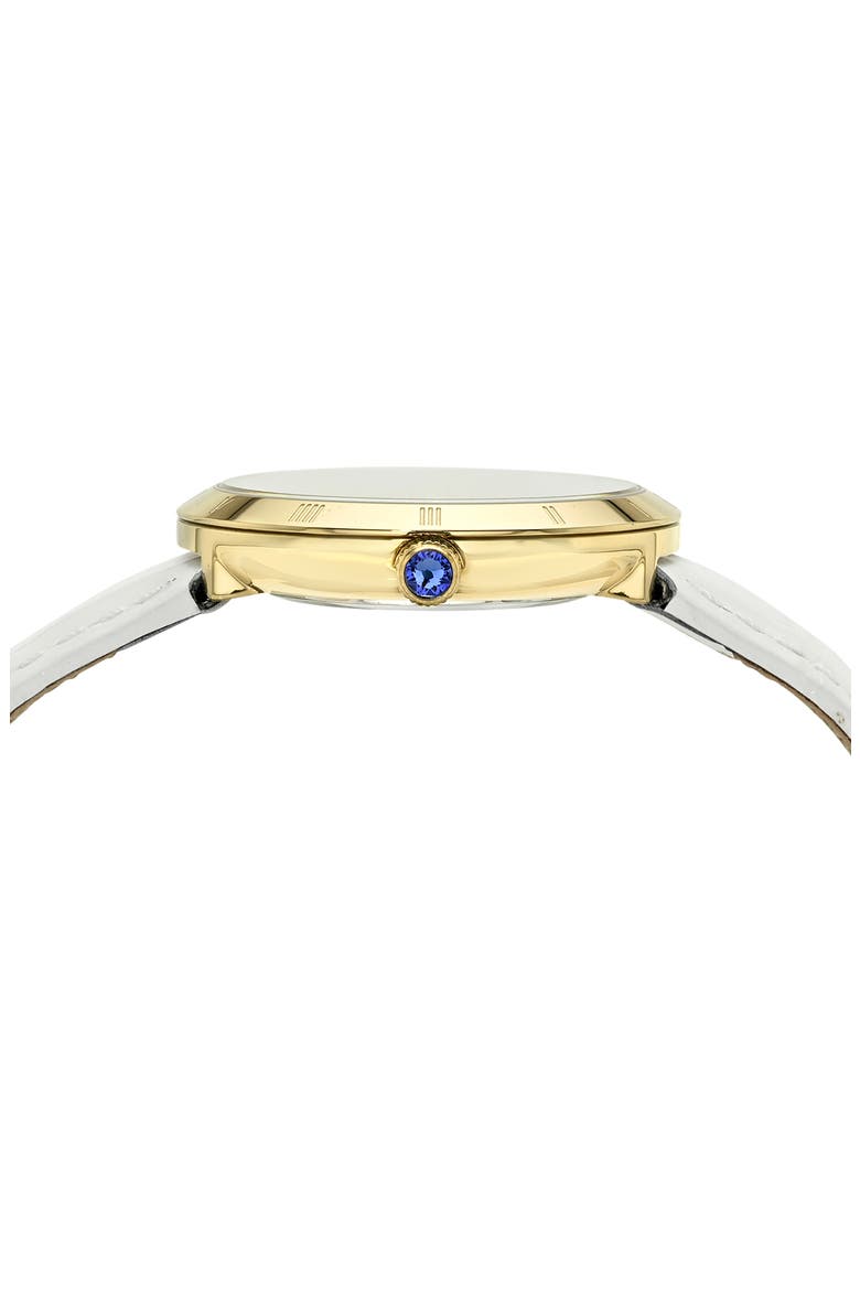 Monroe Leather Strap Watch, Alternate, color, WHITE GOLD TONE