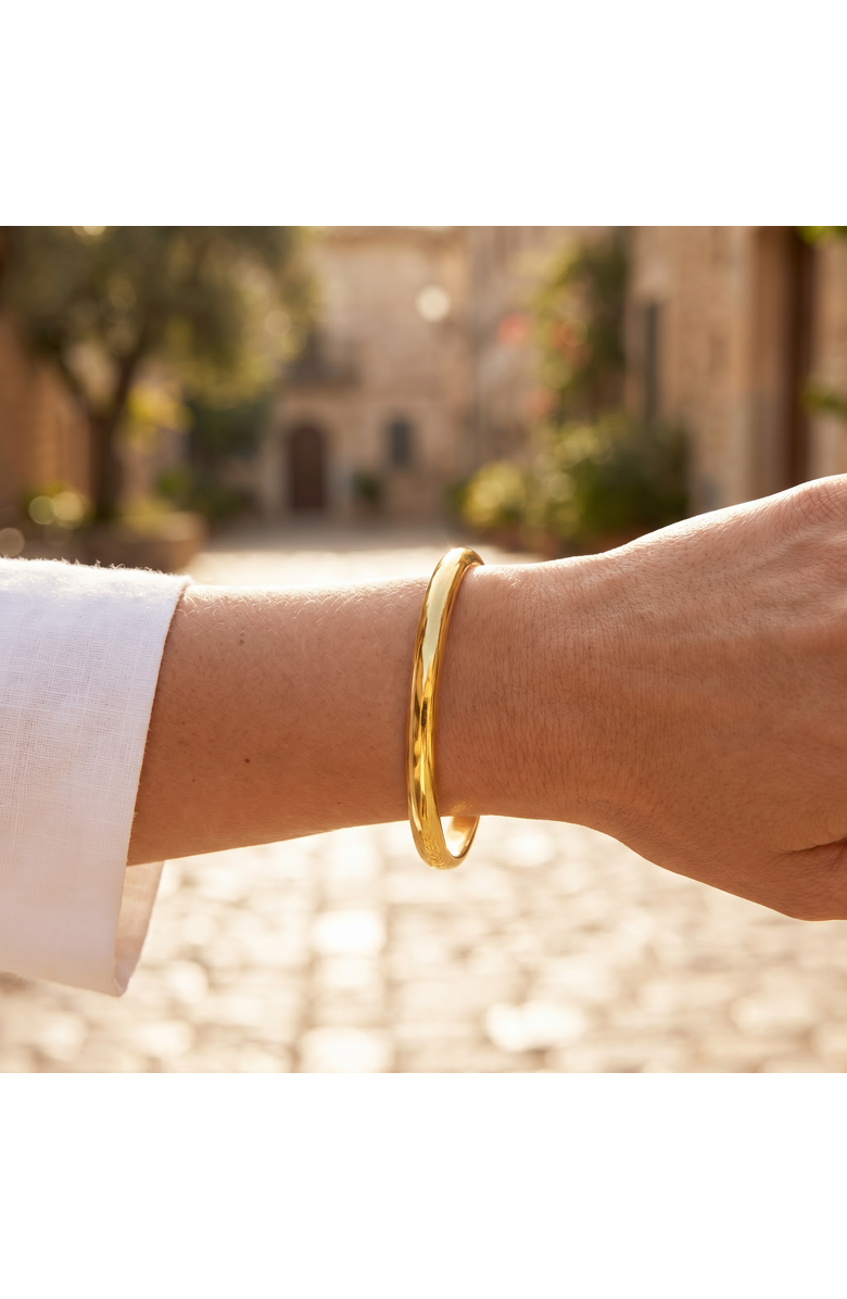 Bliss Diamond Heavy Weight 6MM 18k Gold Plated Bangle, Alternate, color, 18K Yellow Gold