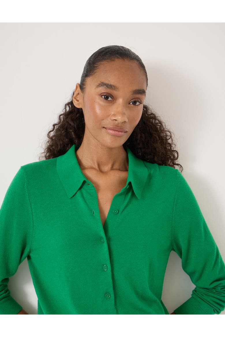 Merino Long Sleeve Polo Top, Alternate, color, Bright Green