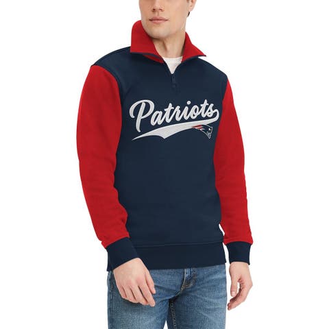 Men's Tommy Hilfiger Navy/Red New England Patriots Aiden Quarter-Zip Sweatshirt