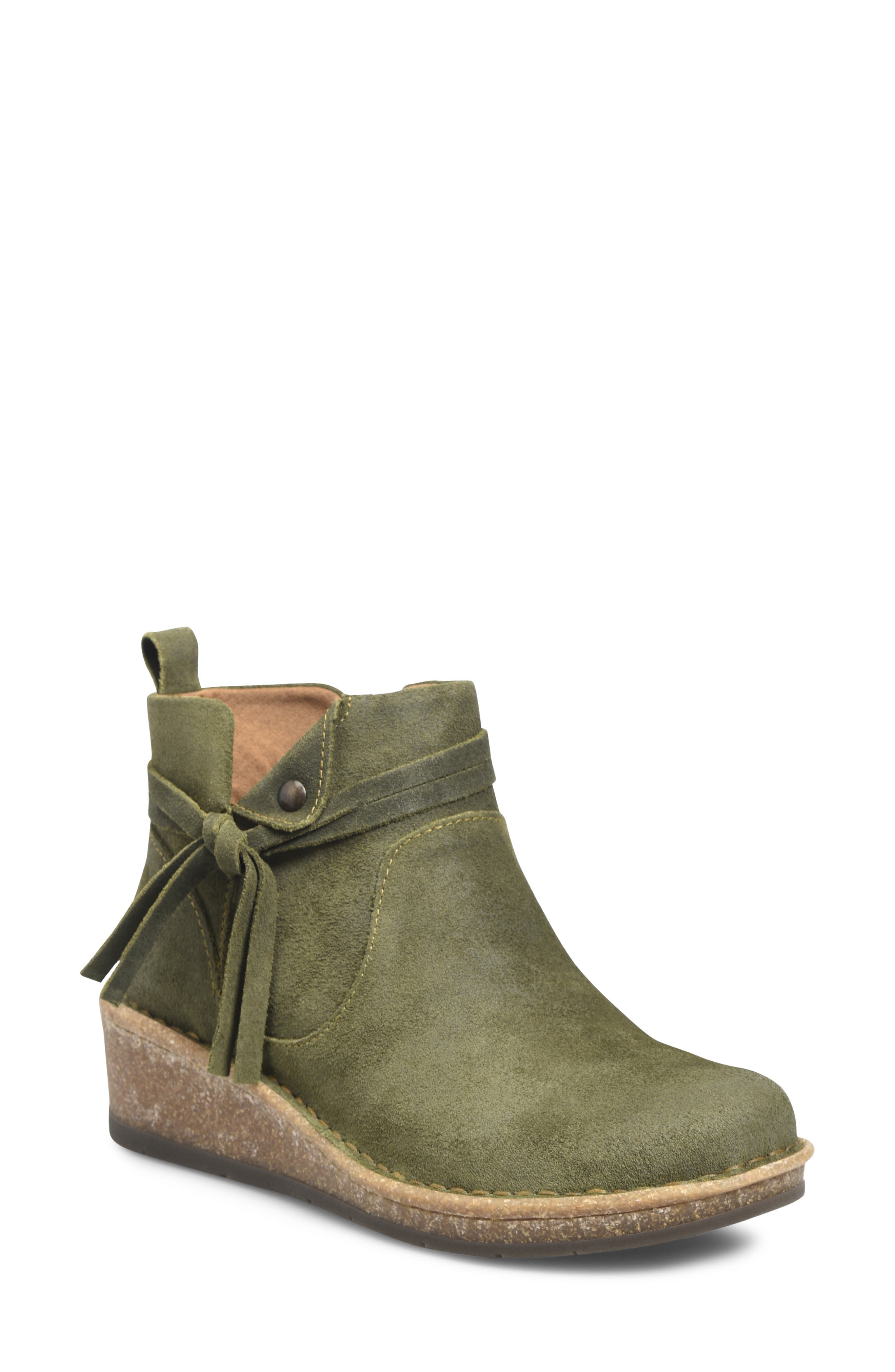 Børn Vaughn Distressed Suede Bootie, Main, color, Green Distressed Leather