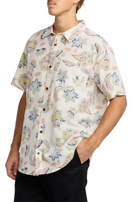 Billabong Sundays Paisley Short Sleeve Button-up Shirt In Gray
