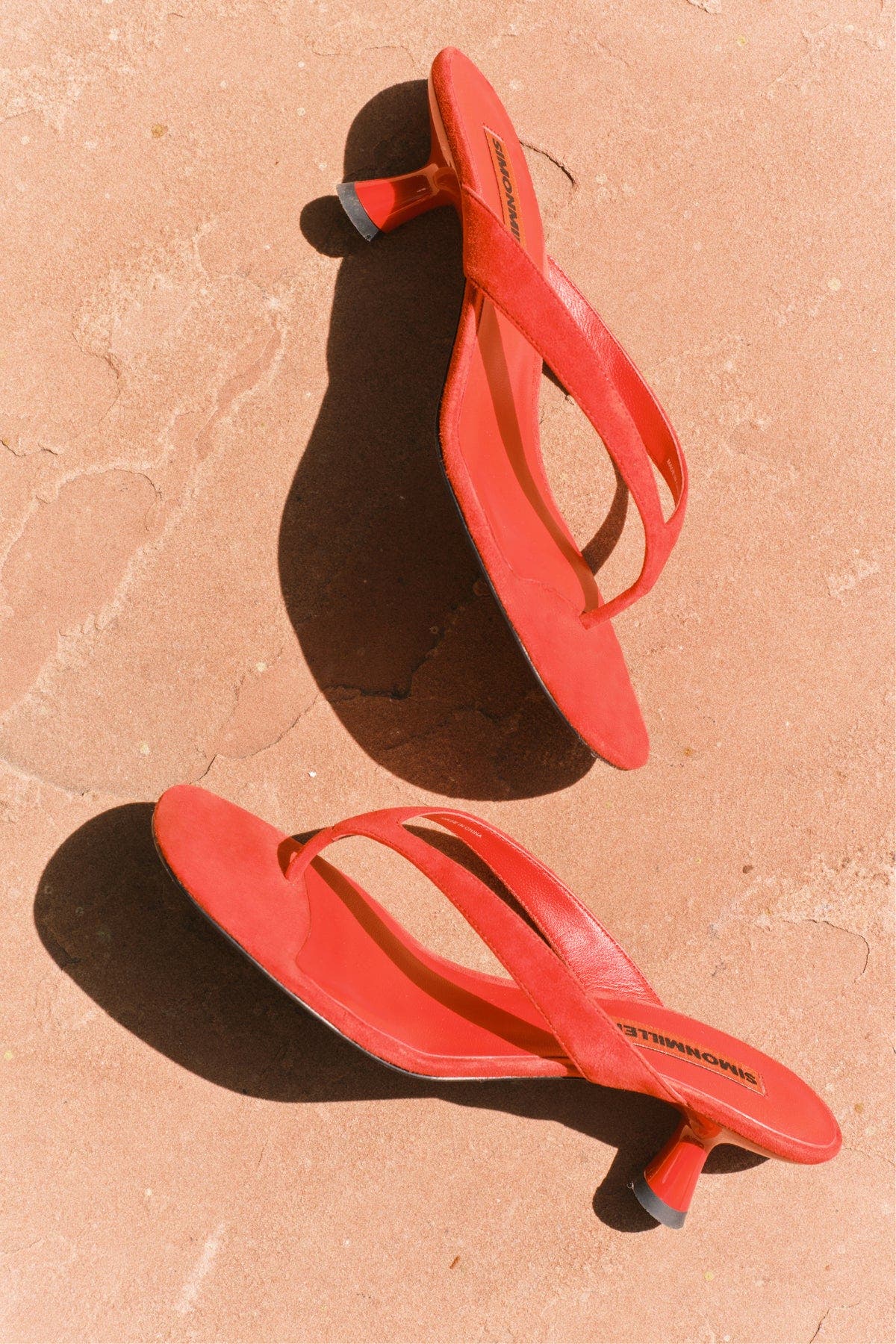 SIMONMILLER Suede Beep Thong In Lucky Red, Alternate, color, Lucky Red
