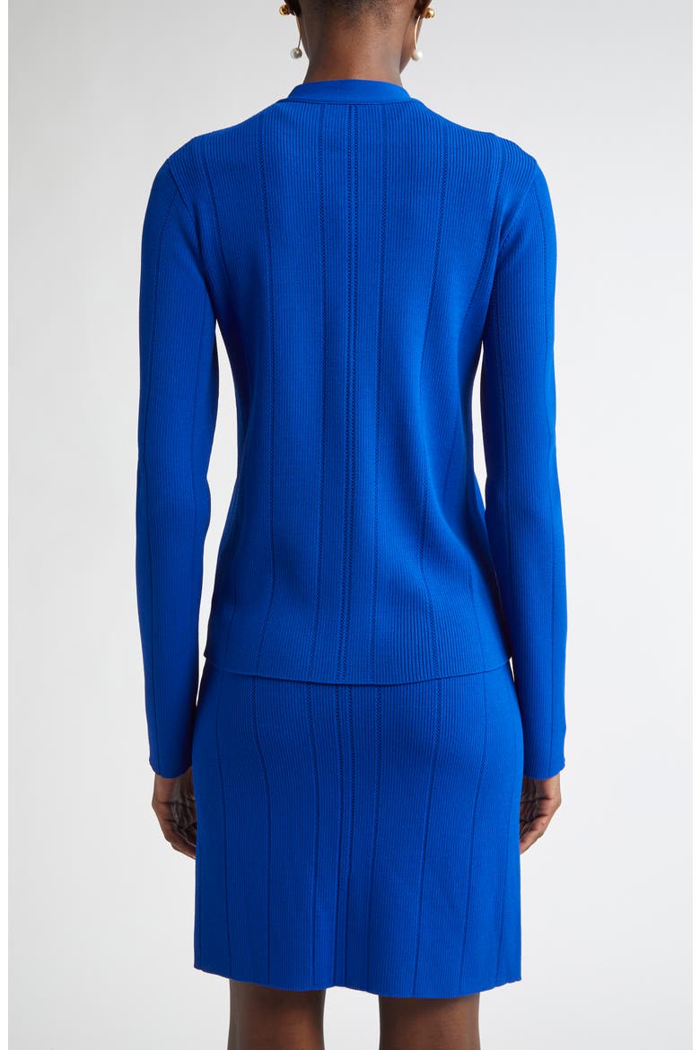 Moving Ribs Pointelle Knit Jacket, Alternate, color, COBALT
