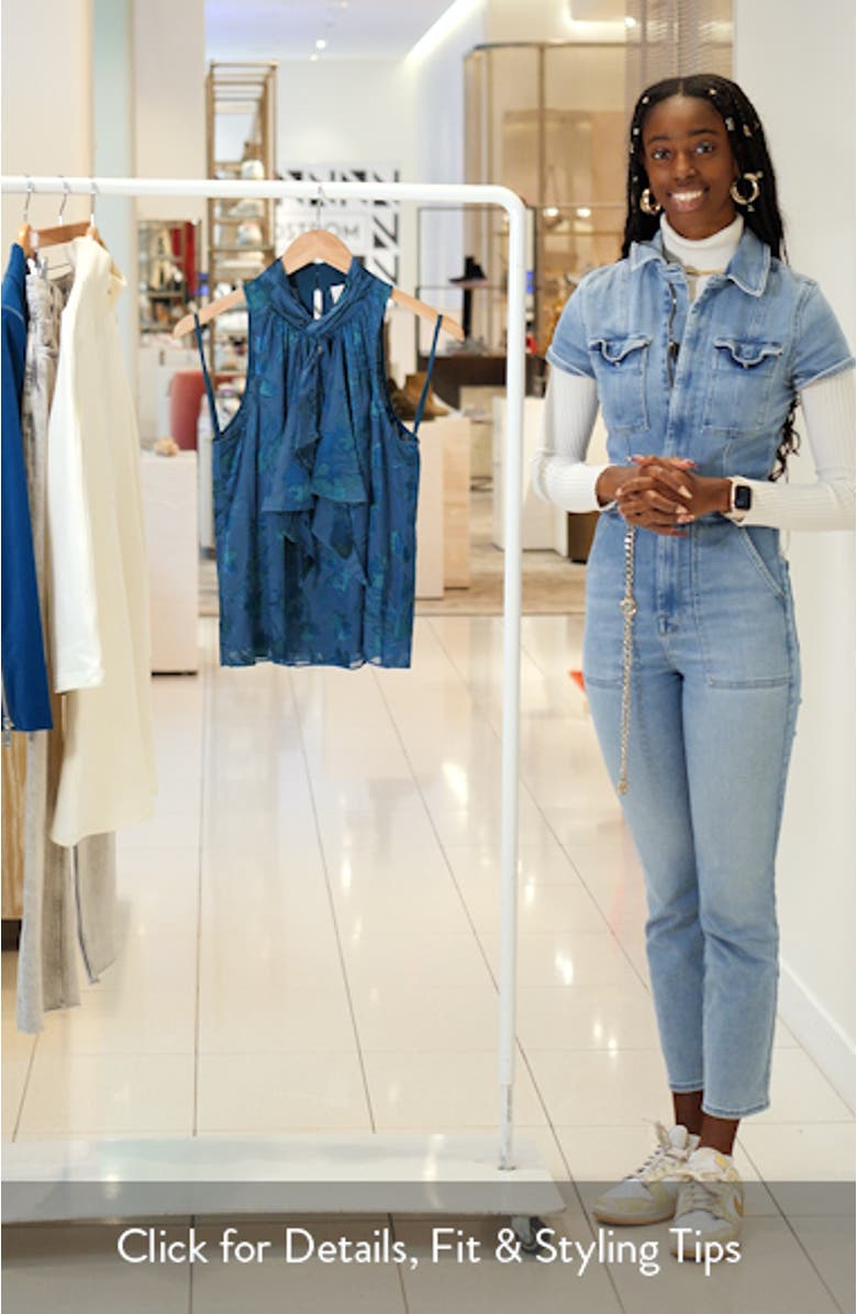 Keoni Floral Satin Burnout Top, sales video thumbnail