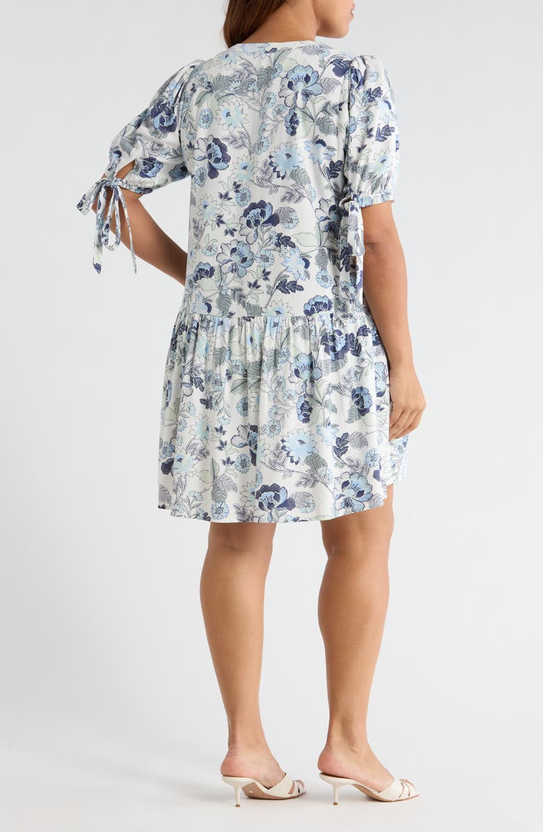 SUGARLIPS Wrenley Floral Print Minidress, Alternate, color, White-Blues