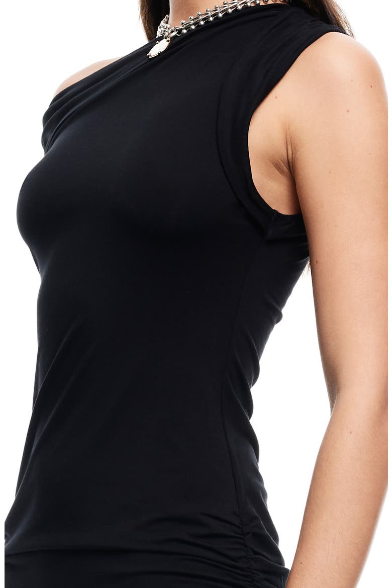 Rebels One-Shoulder Jersey Minidress, Alternate, color, ONYX