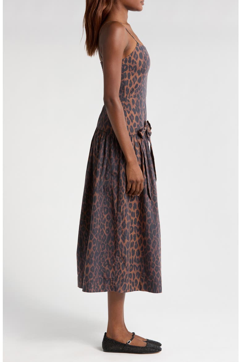 Persephone Leopard Spot Sleeveless Organic Cotton Midi Dress, Alternate, color, LEOPARD