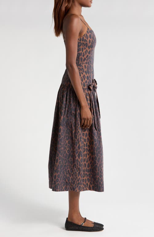 DAMSON MADDER DAMSON MADDER PERSEPHONE LEOPARD SPOT SLEEVELESS ORGANIC COTTON MIDI DRESS