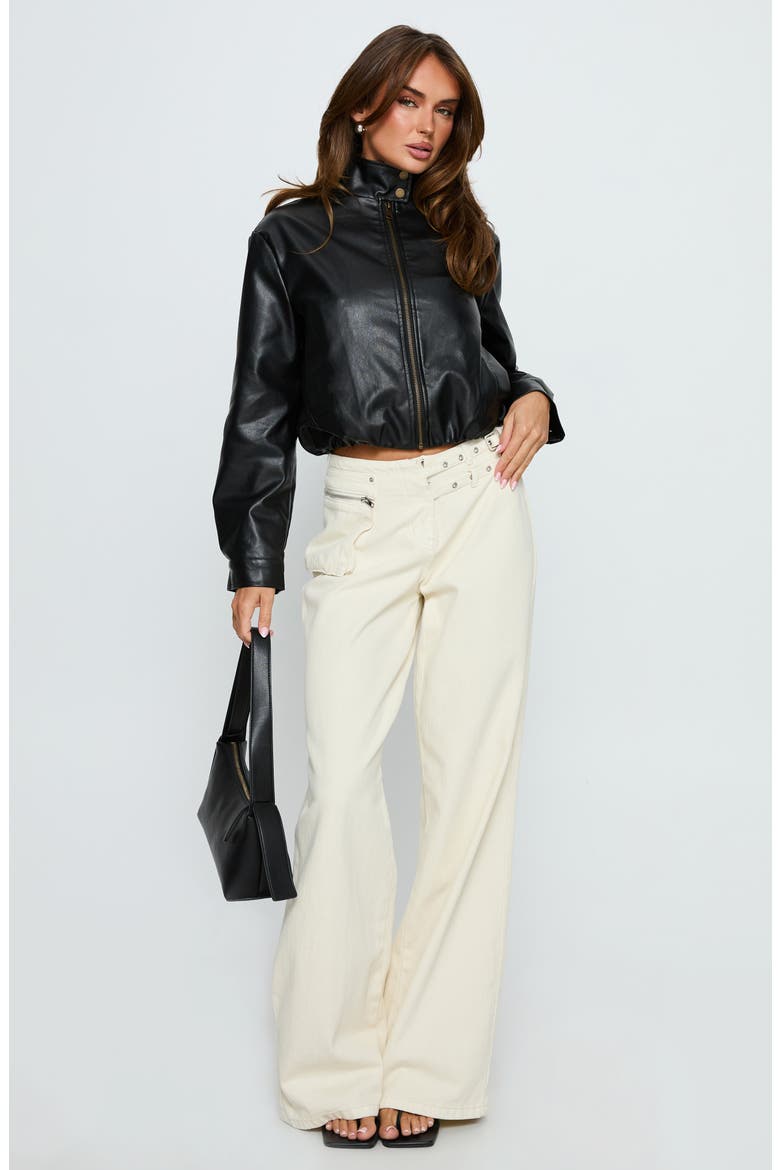Monay Faux Leather Jacket, Alternate, color, BLACK