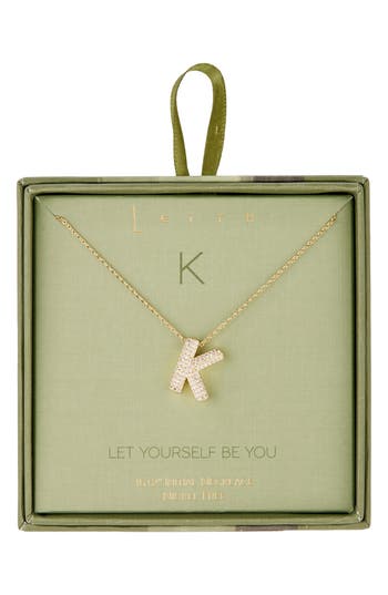 Leith Pavé Cubic Zirconia Initial Pendant Necklace In Gold