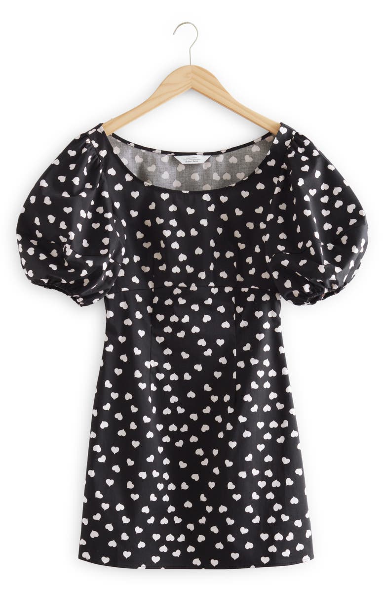 & Other Stories Heart Print Puff Sleeve Stretch Cotton Minidress, Alternate, color, 