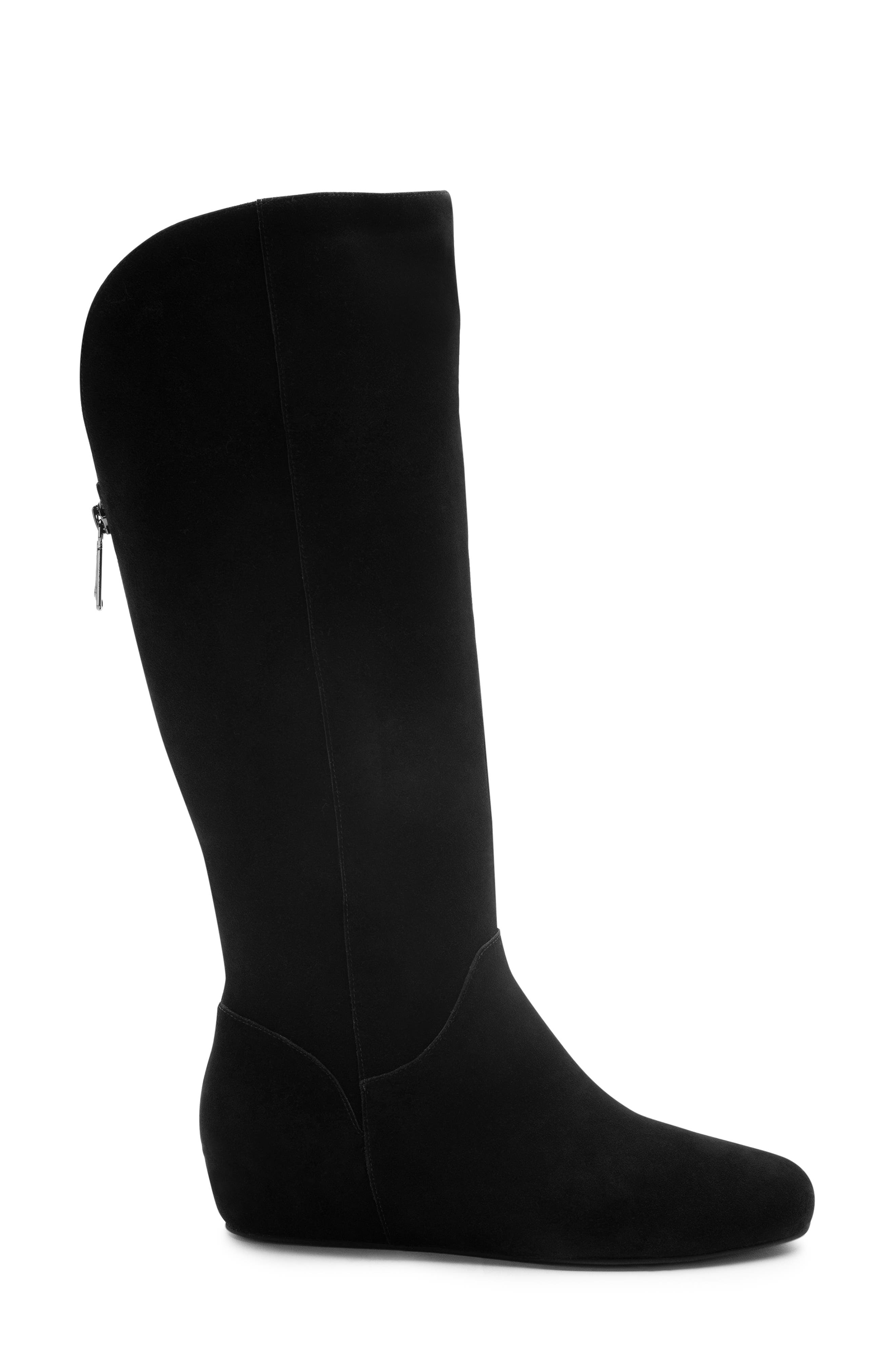 Mercy Waterproof Wedge Knee High Boot, Alternate, color, BLACK SUEDE