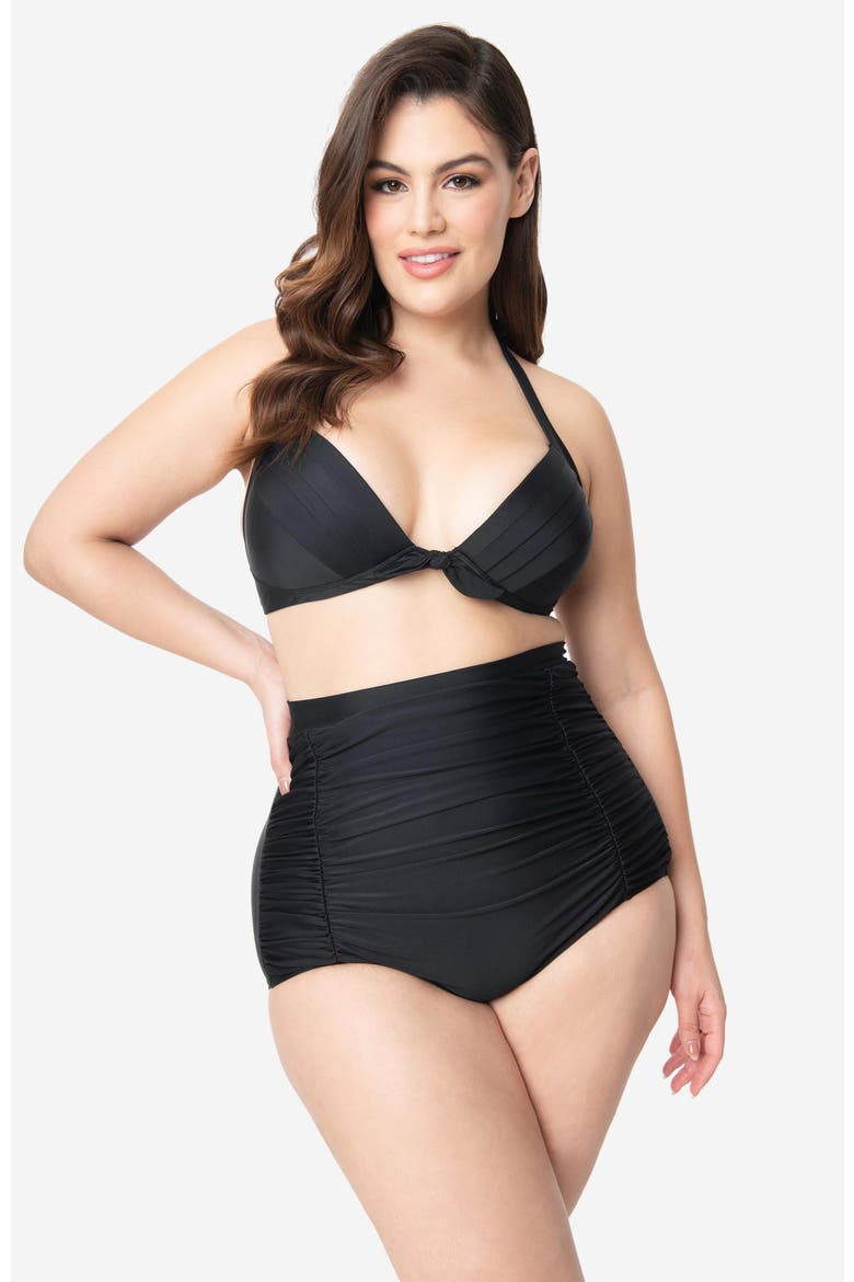 Plus Size Monroe Halter Bikini Top, Main, color, Black