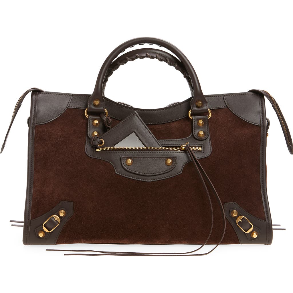 Balenciaga Medium Le City Suede Satchel in 2356 Moka at Nordstrom