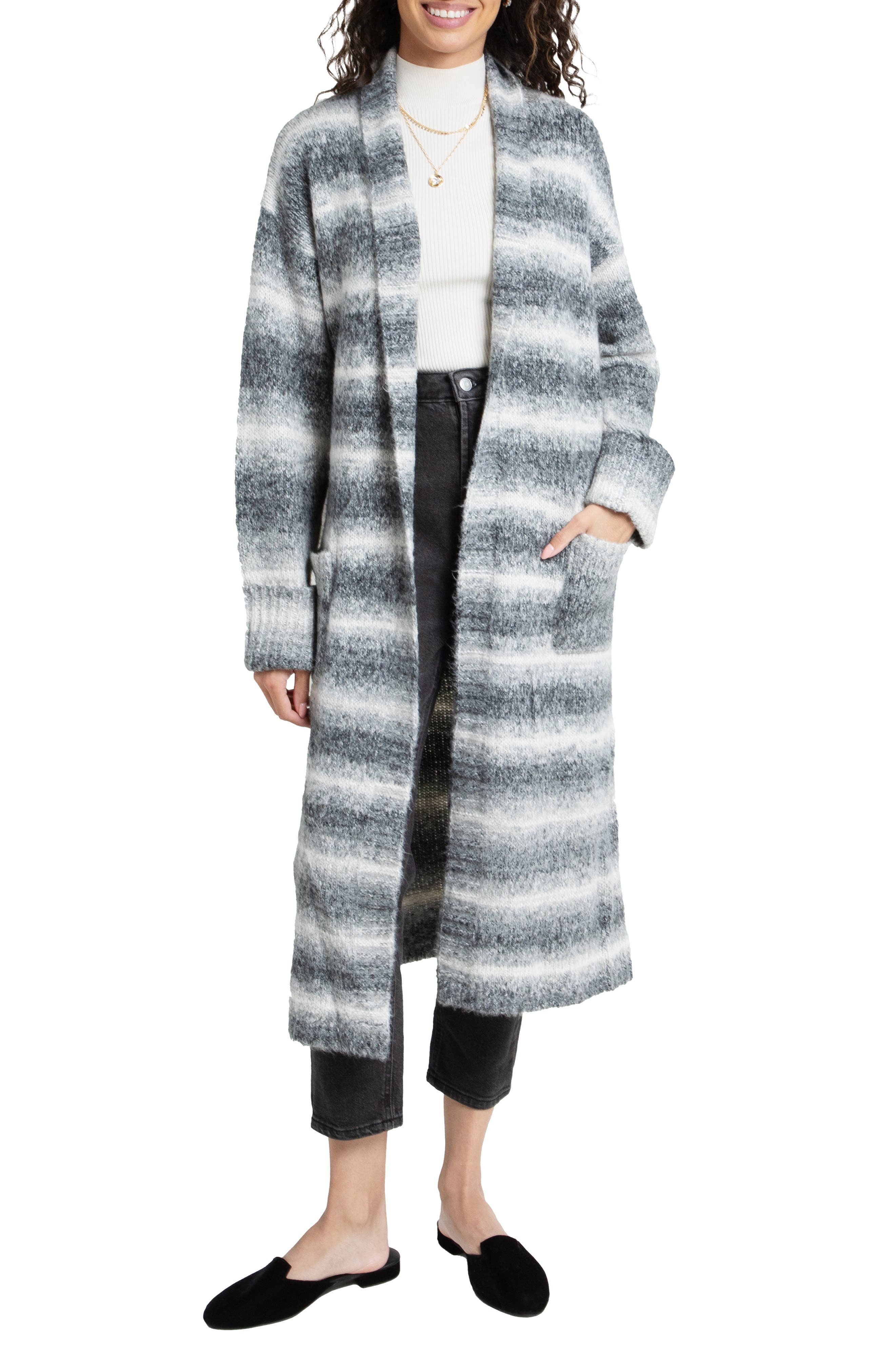 SAACHI Horizontal Stripe Longline Cardigan
