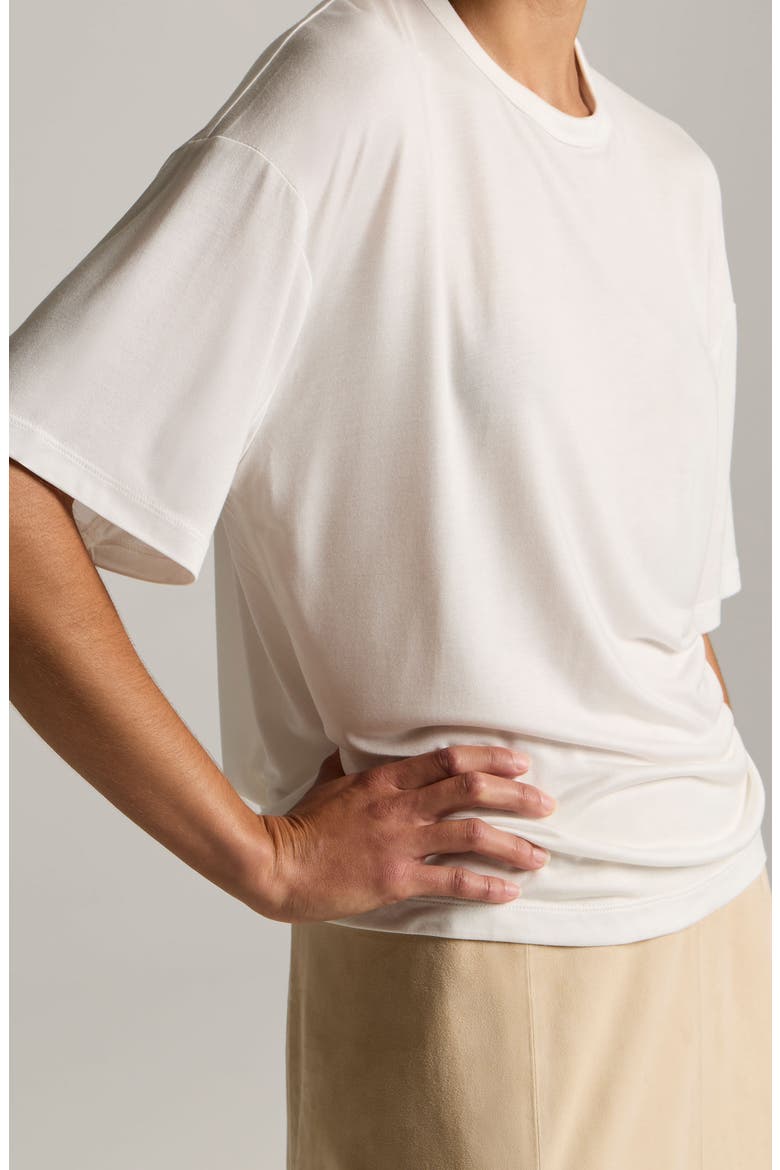 Relaxed Crewneck Modal & Silk T-Shirt, Alternate, color, IVORY
