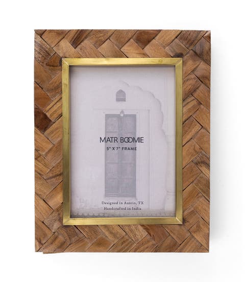 Basu Picture Frame - Carved Wood, Brass Inlay
