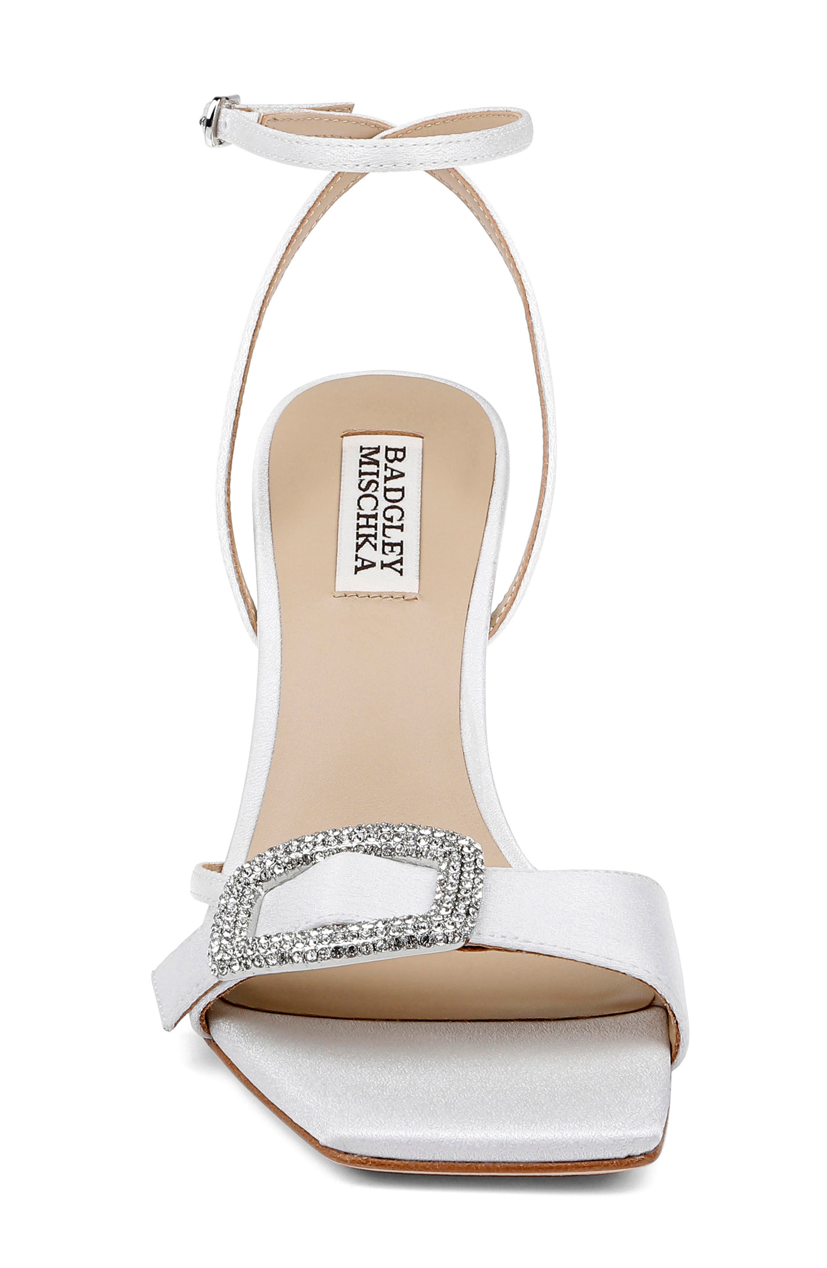Badgley Mischka Collection Judith Ankle Strap Sandal, Alternate, color, White Crepe