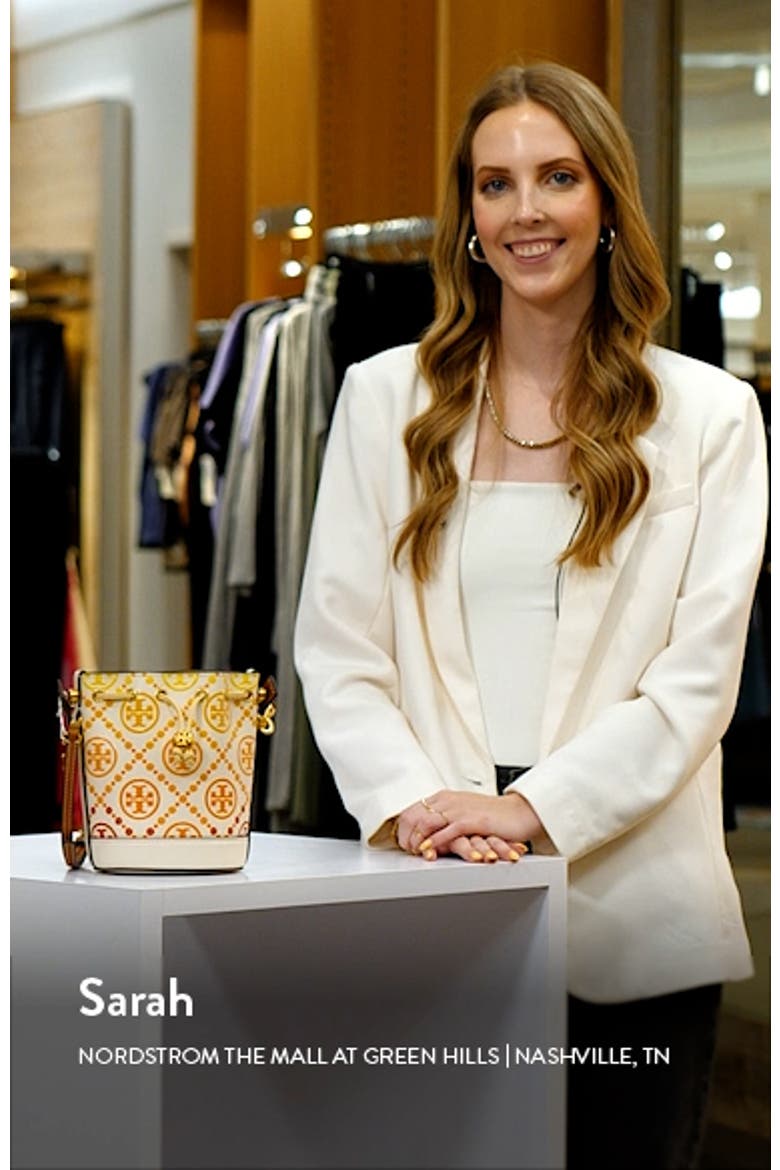 Mini T Monogram Embossed Leather Bucket Bag video