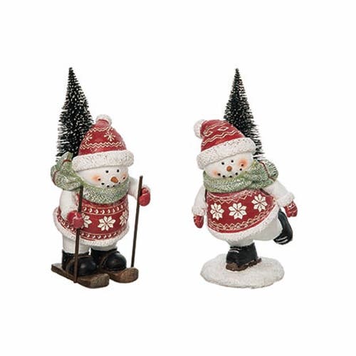 Transpac Fair Isle Snowman Figurines Set Of 2 For Christmas Decor In Multi