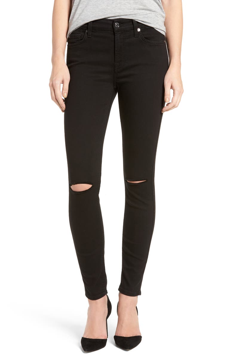 7 For All Mankind b(air) Ankle Skinny Jeans, Main, color, Bair Black 2