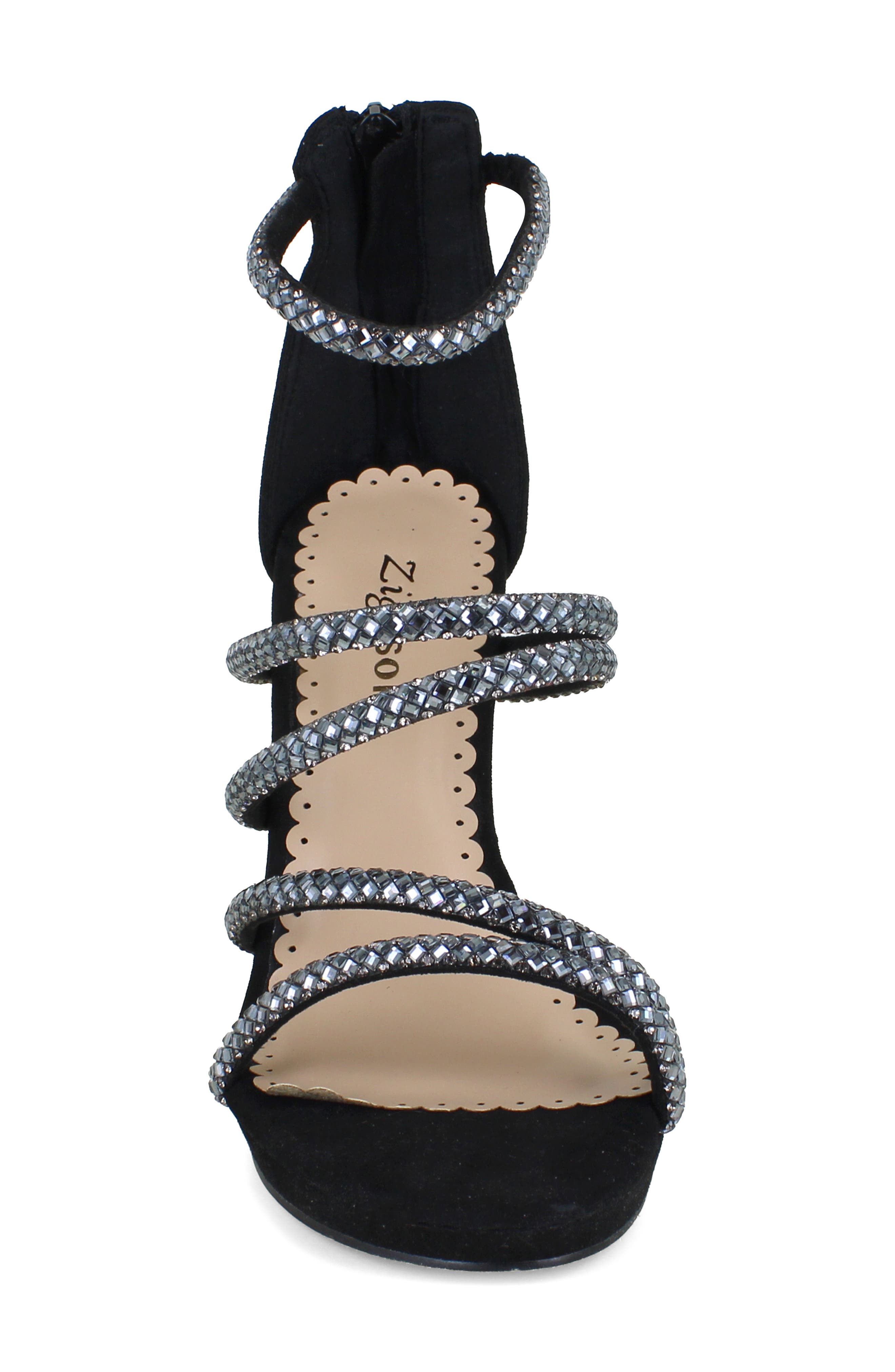 ZIGISOHO Rhinestone Strappy Stiletto Sandal, Alternate, color, Black Suedette