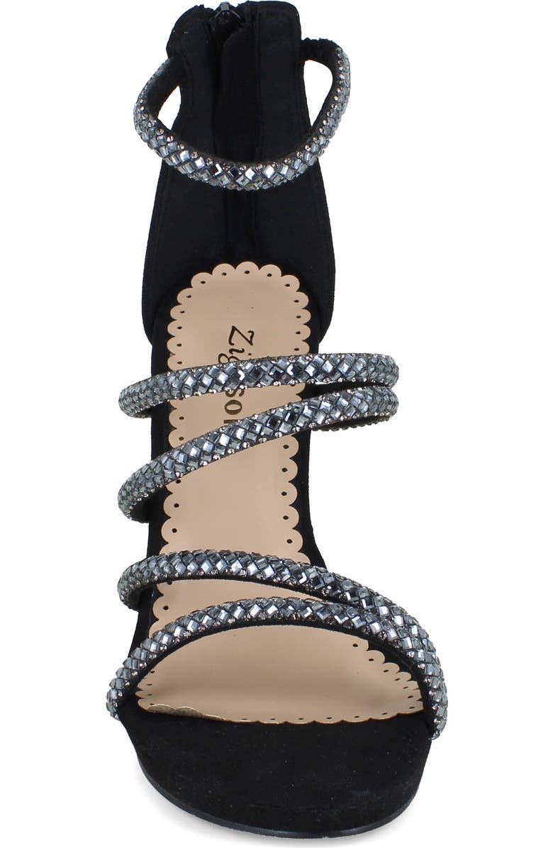 ZIGISOHO Rhinestone Strappy Stiletto Sandal, Alternate, color, Black Suedette