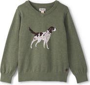 Hatley Kids' Intarsia Hunting Dog Cotton Crewneck Sweater