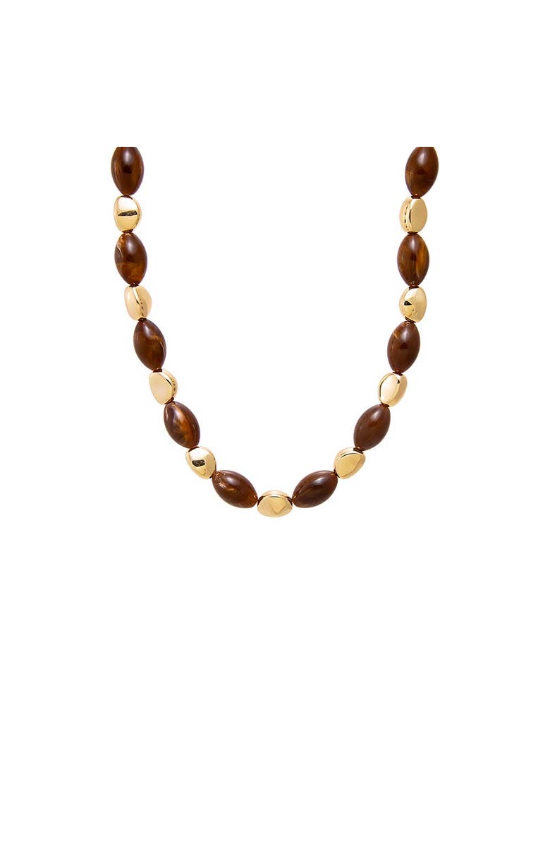 BY ADINA EDEN Brown Bead and Gold Accent Necklace, Main, color, Brown