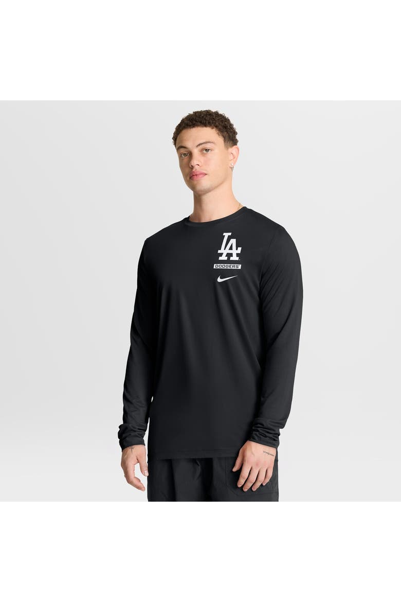 Men's Nike Black Los Angeles Dodgers 2-Hit Legend Dri-FIT Long Sleeve T-Shirt, Main, color, Black