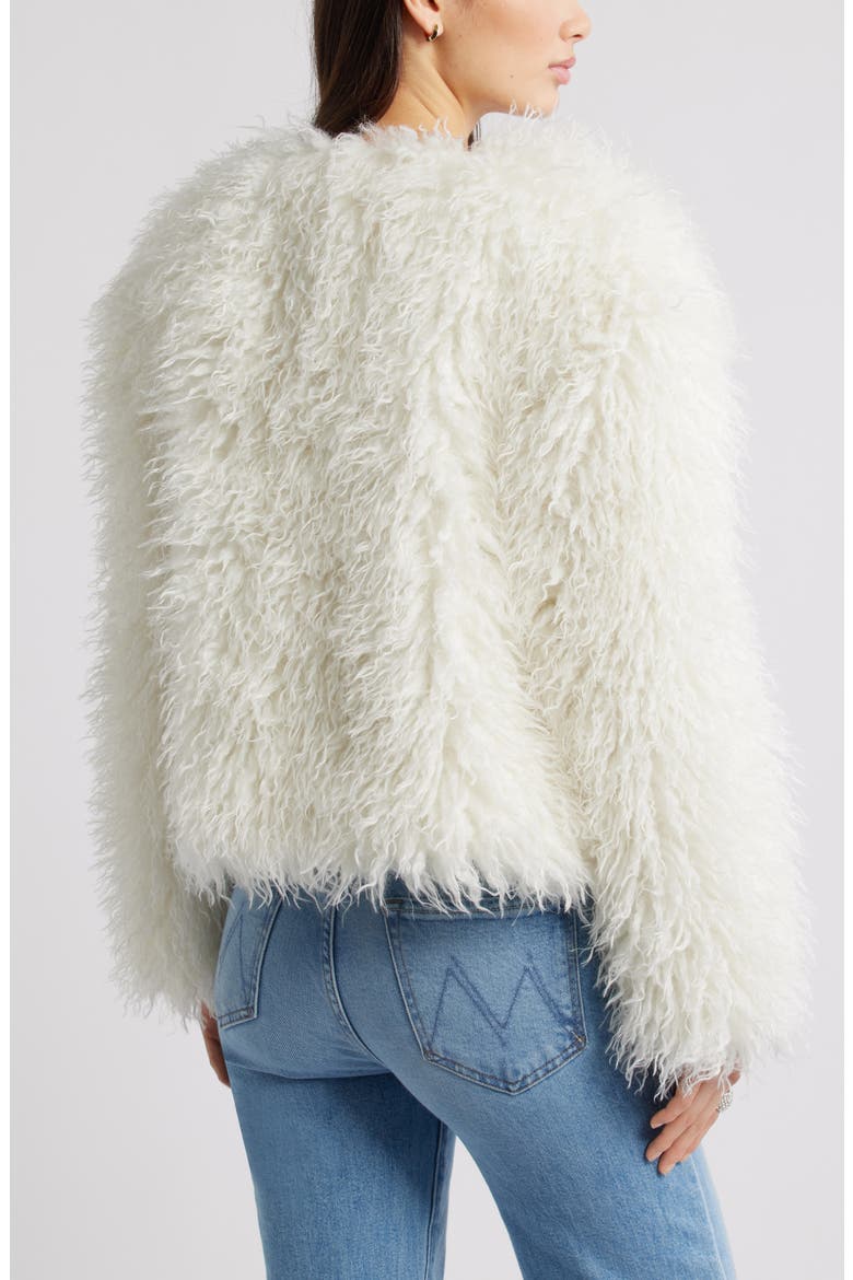 Shaggy Faux Fur Open Front Jacket, Alternate, color, IVORY