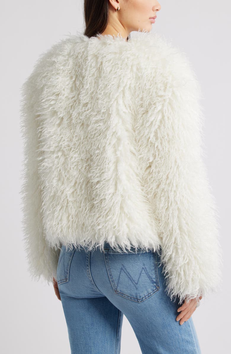 Open Edit Shaggy Faux Fur Open Front Jacket, Alternate, color, Ivory