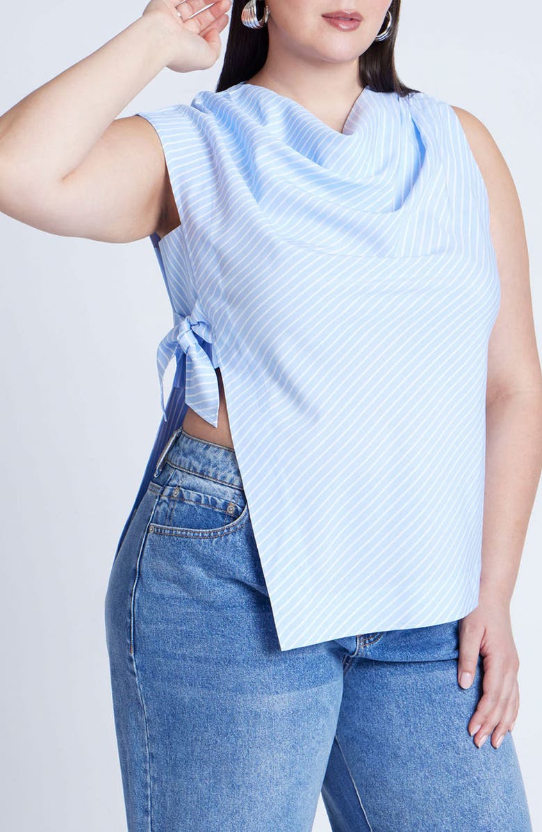 ELOQUII Cowl Neck Side Tie Top, Main, color, 