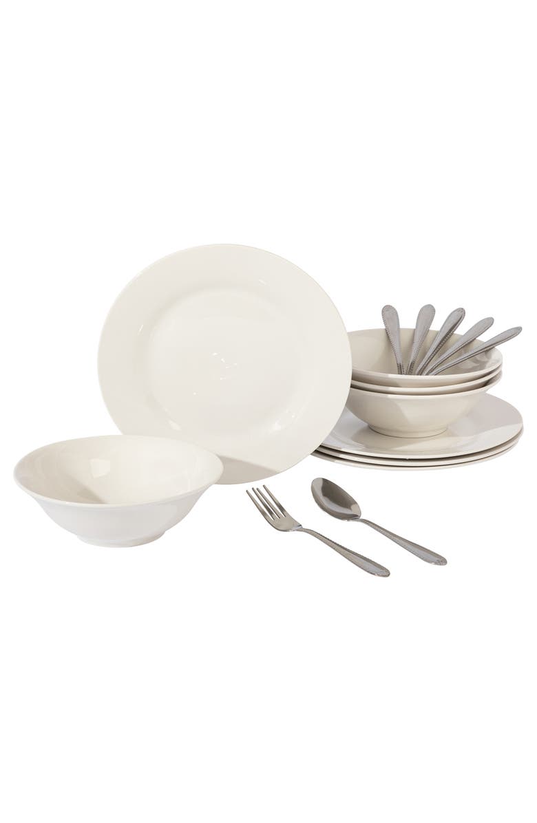 Gibson Everyday Everyday Yarbury 16 Piece Fine Certamic Dinnerware Set, Main, color, White