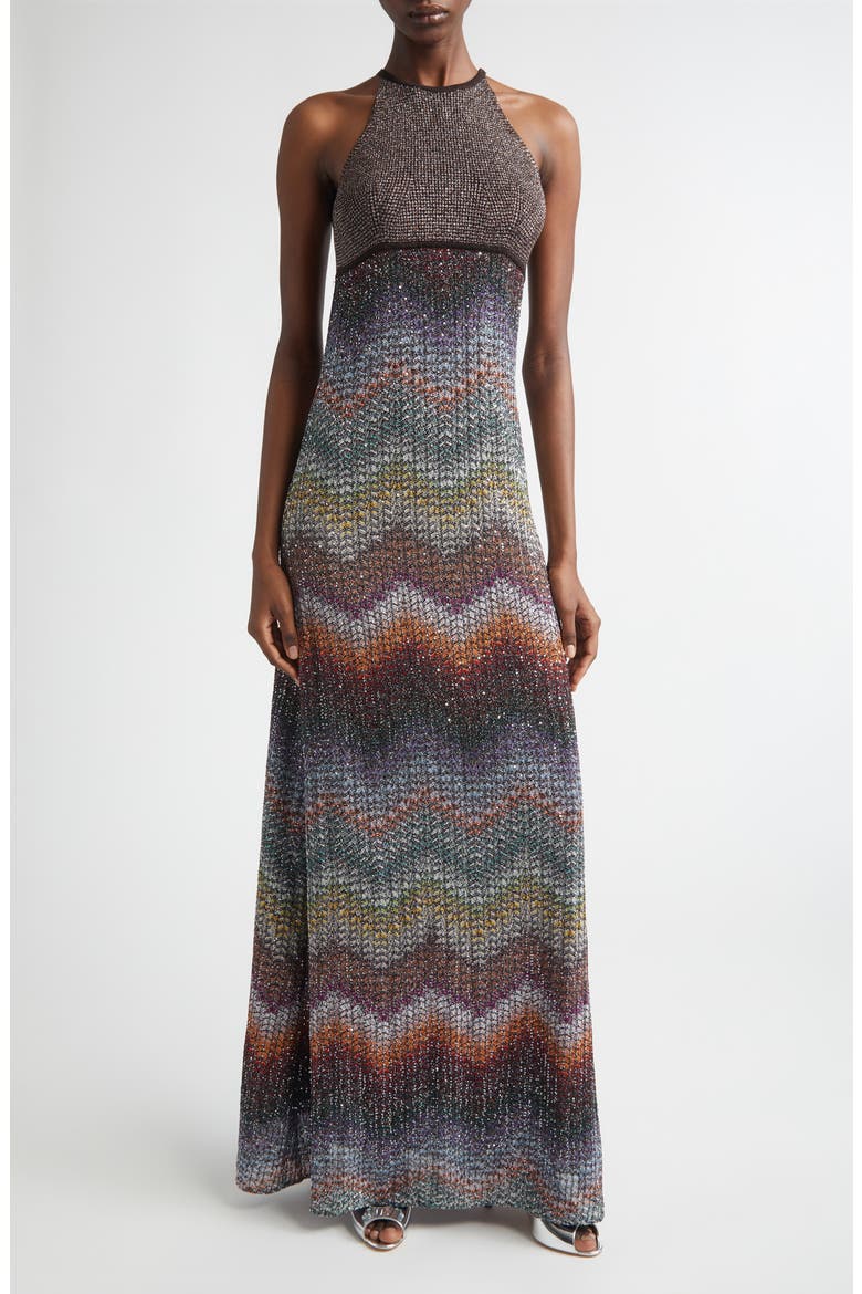 Greek Zigzag Sequin Lamé Dress, Alternate, color, MULTI DARK