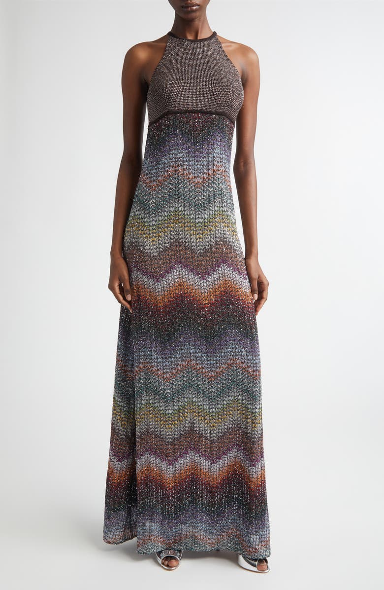 Missoni Greek Zigzag Sequin Lamé Dress, Alternate, color, Multi Dark