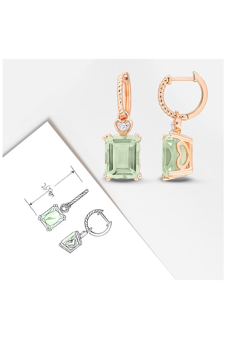Octagon Cut Gemstone Drop Earrings, Alternate, color, GREEN